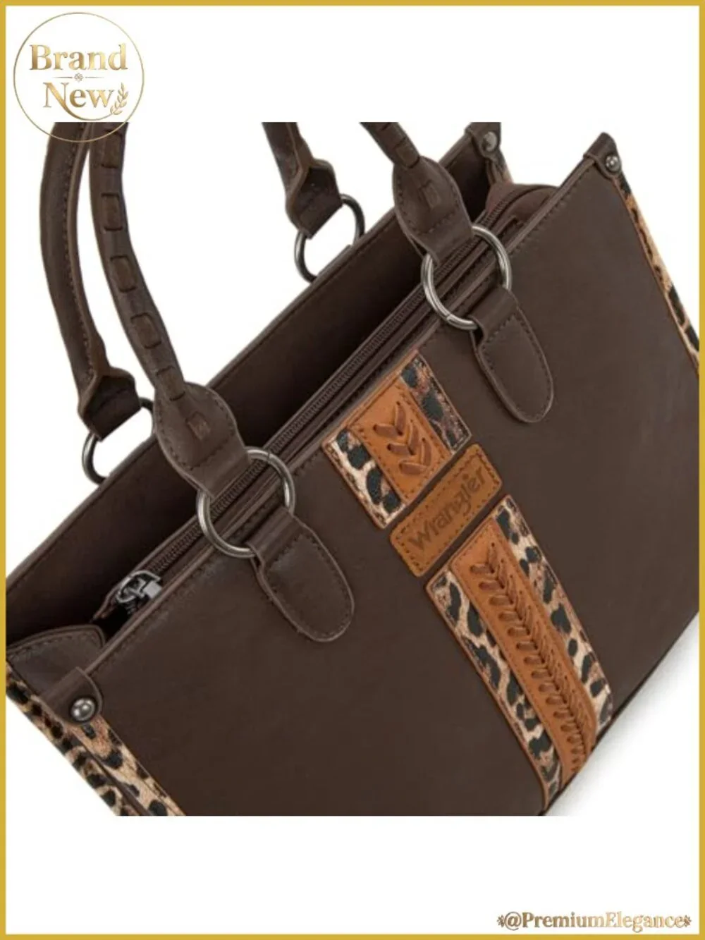 Vegan Leather Tote Bag Western Top Handle Satchel with Woven Strap and CC Pocket